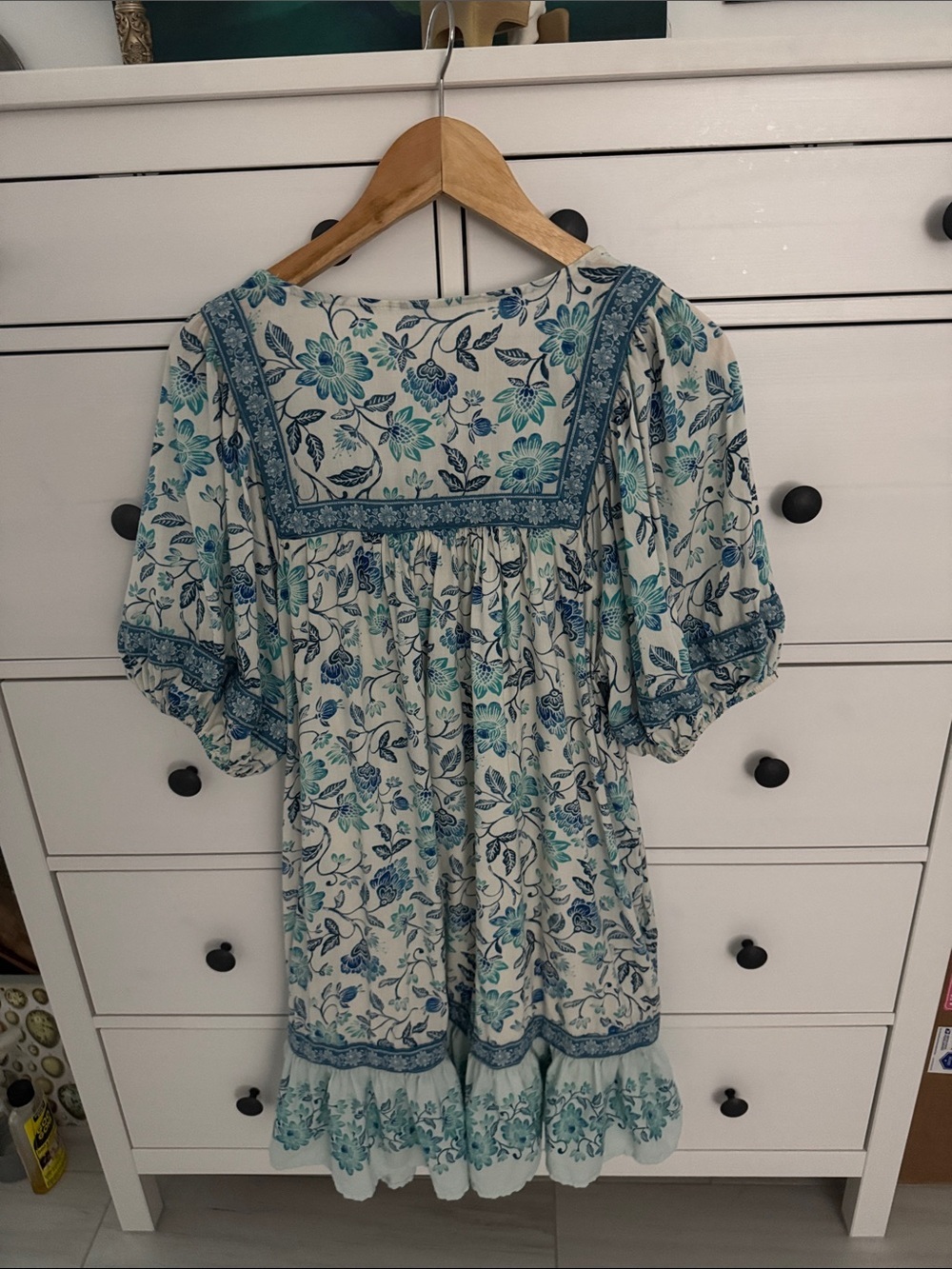 Floral Tiered Boho Dress in Light Blue - Picture 3 of 9